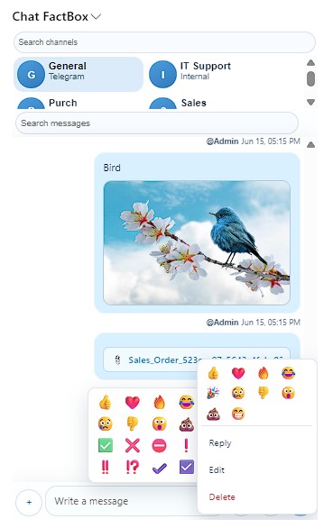 Reacting to messages with emojis and managing conversation history